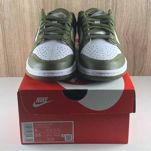 Nike Dunk Low White / Medium Olive DD1503-120 Women’s Size 5 - Picture 9 of 11